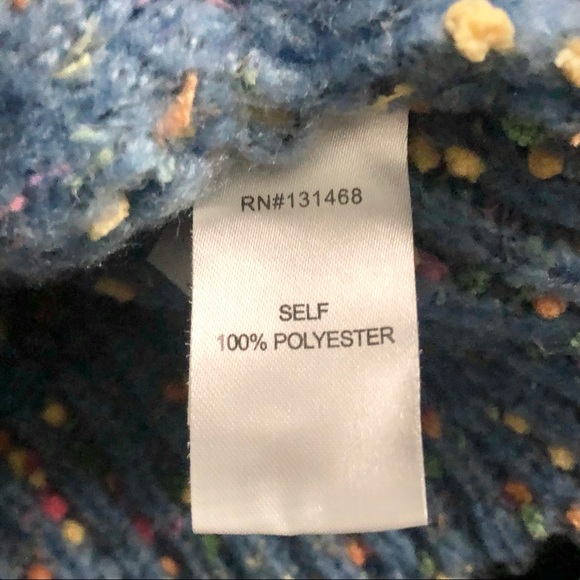 Fate Mock Neck Powder Blue Multicolor Confetti Chunky Ribbed Cable Knit Sweater - Picture 8 of 9